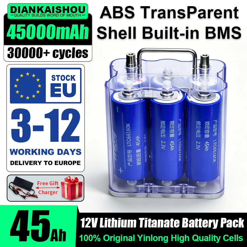 Image of Yinlong 12V 45Ah Silver Dragon 66160 6S-2.3V 45Ah Lithium-Titanat-Batteriepack 10C Hochleistung mit integriertem BMS für Auto-Audio, wiederaufladbare Zelle 0.15m~25mΩ 12V 24V 48V Zellen,