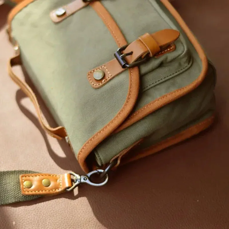 

AETOO Japanese Korean version of simple canvas with leather women's bag daily commuter handbag female postwoman new retro crossb