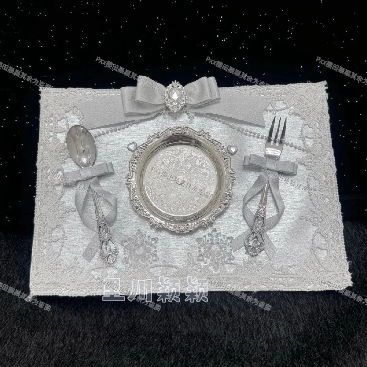 Silver Ita Bag Accessories Ballet Style Satin Silver Ita Board Exquisite Shiny Y2K Badge Holder Rosette Anime Merch Decor