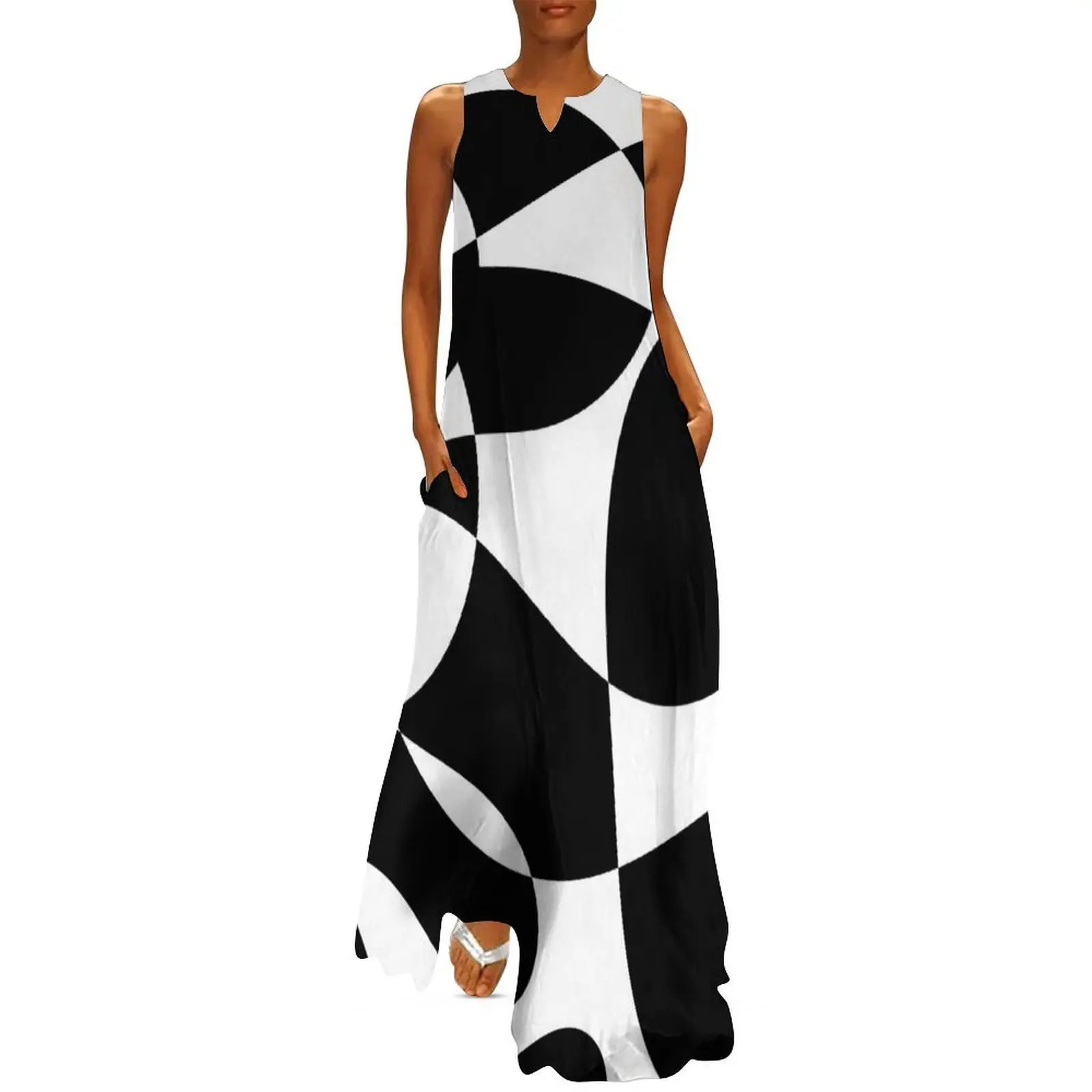 Retro Monochrome 60s Black and White Pattern Long Dress luxury evening dress woman for wedding Prom gown Dress