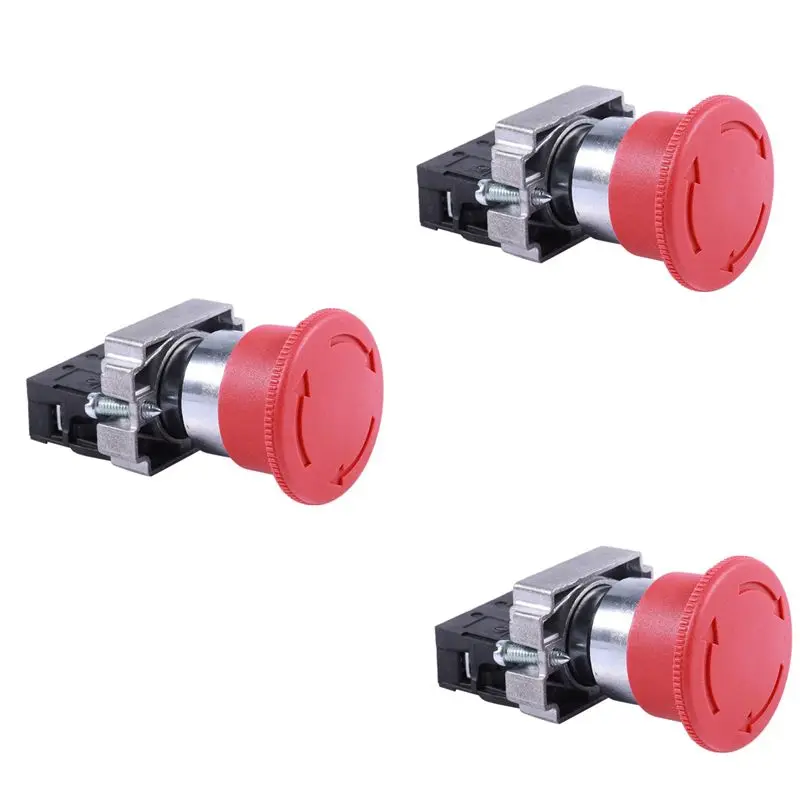 

Кнопка аварийной остановки AB11-3Pcs 22мм NC, красная, 600В 10А, ZB2-BE102C XB2-BS542X1