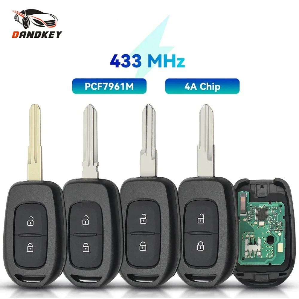 Dandkey 4A PCF7961M 433MHz Car Remote Key For Renault Dacia Sandero Logan Lodgy Dokker Clio Master Duster Vauxhall Vivaro Trafic