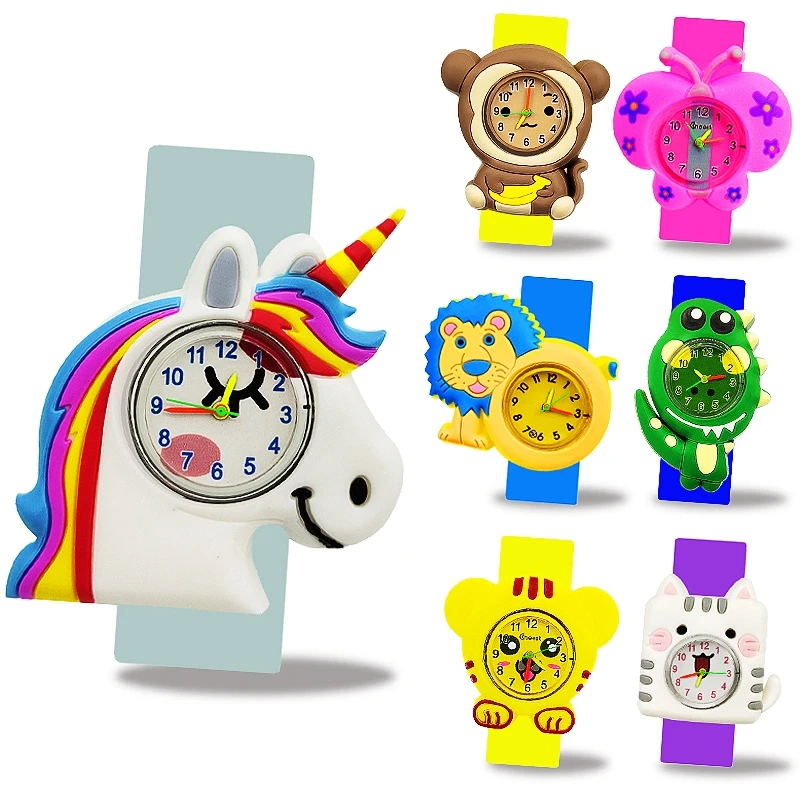 Life Waterproof Children Watches Cute 3D Cartoon Animal Kids Slap Wrist Watch for Boys Girls Baby Birthday Gift Bracelet