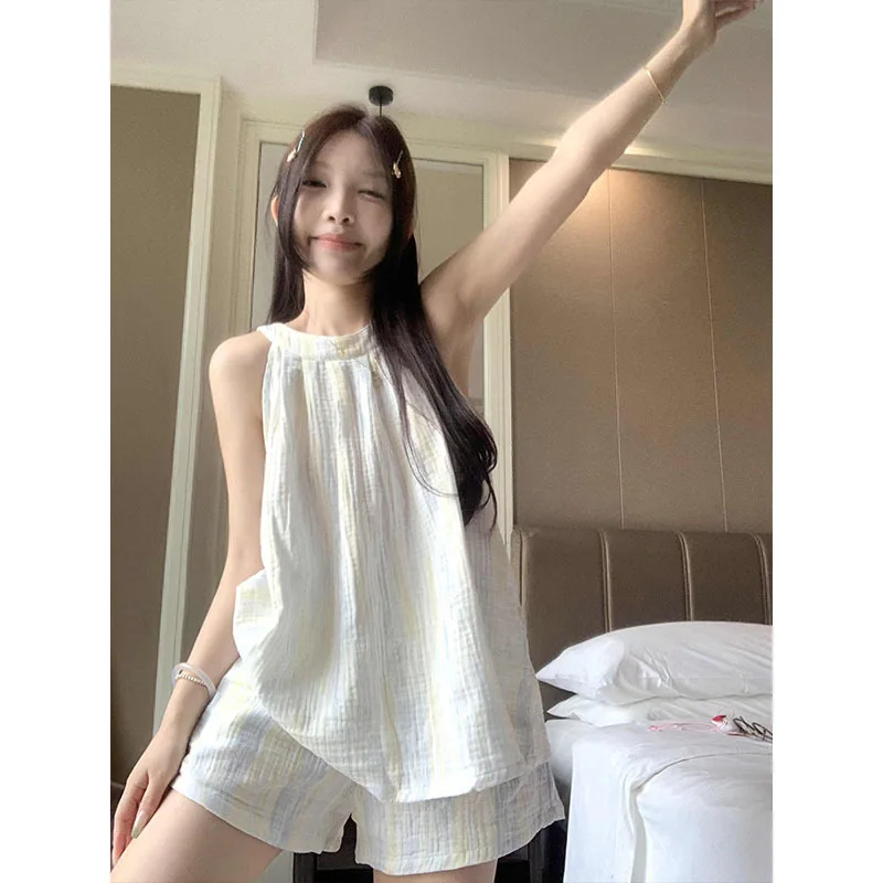 Женская модная одежда, летний милый топ с рюшами и круглым вырезом, кавайная женская одежда для дома, мягкая ночная рубашка, домашняя одежда