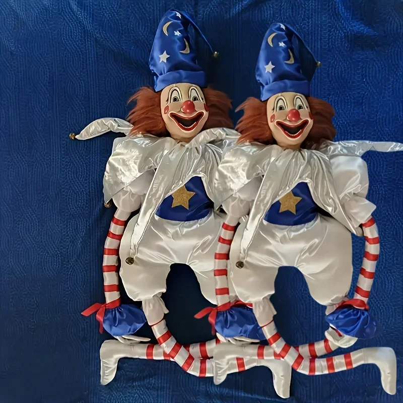 할로윈 소름 끼치는 파란색 모자 광대 인형 장식, 면 봉제 부드러운 장난감, 파티 거실 책상 소파 축제 장식, 장난 선물
