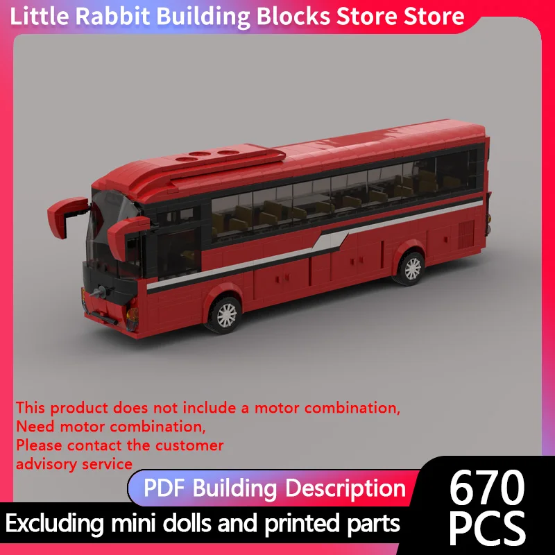 City Car Model MOC Building Bricks 9700 Long-Distance Passenger Bus Modular Technology Children Holiday Gifts Assemble Toys Suit