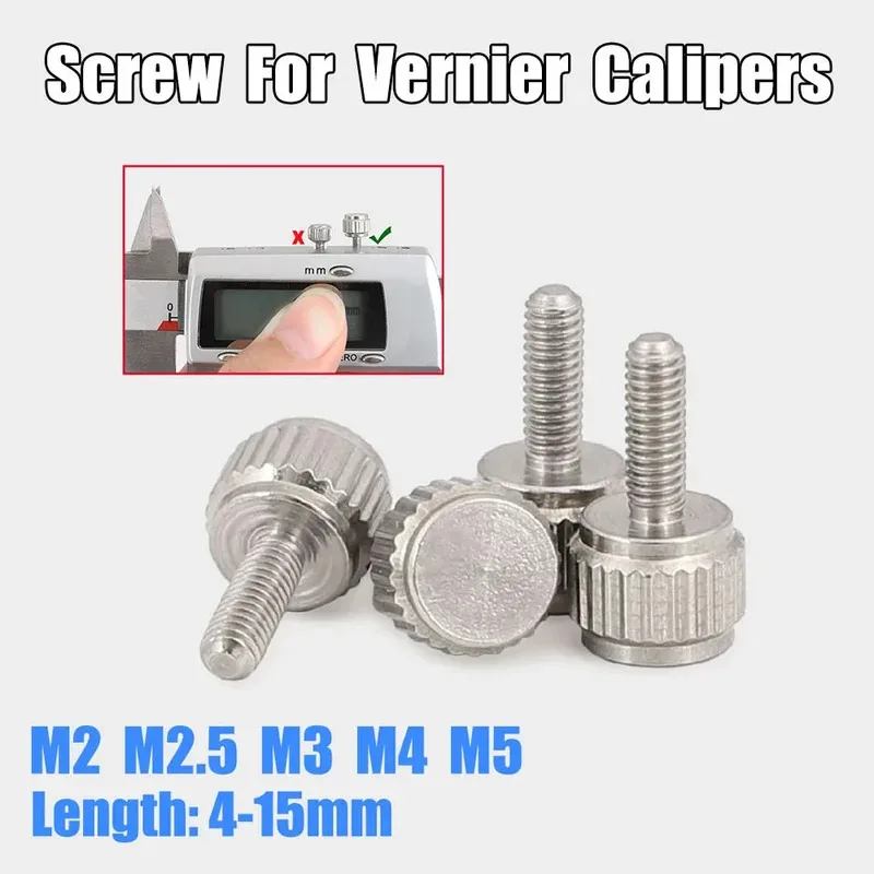 5-200Pcs Straight Grain Knurled Thumb Screws M2 M2.5 M3 M4 M5 Stainless Steel Hand Grip Knob Bolts For Vernier Calipers L=4-15mm