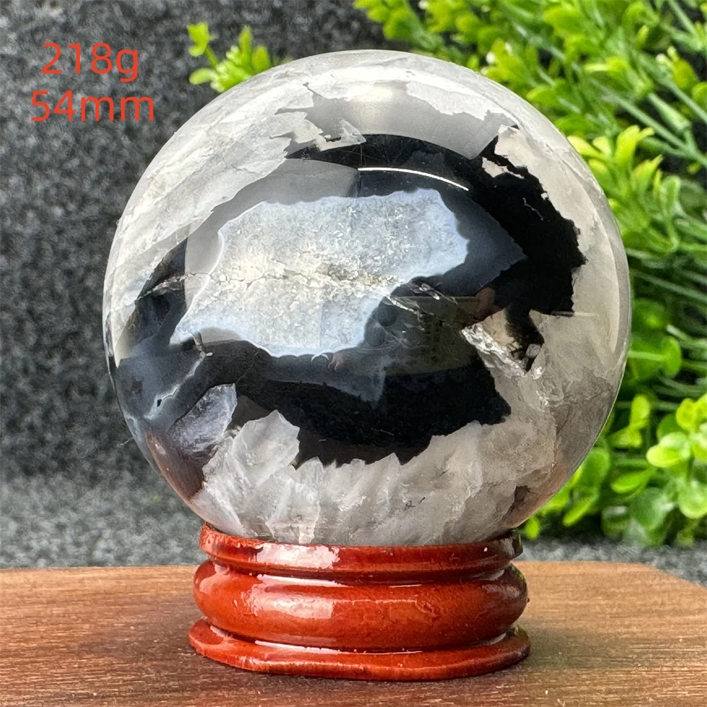 Natural High-Quality Black Agate Crystal Ball Aura Healing Energy Meditation Witchcraft Gemstone Home Office Decoration Ornament