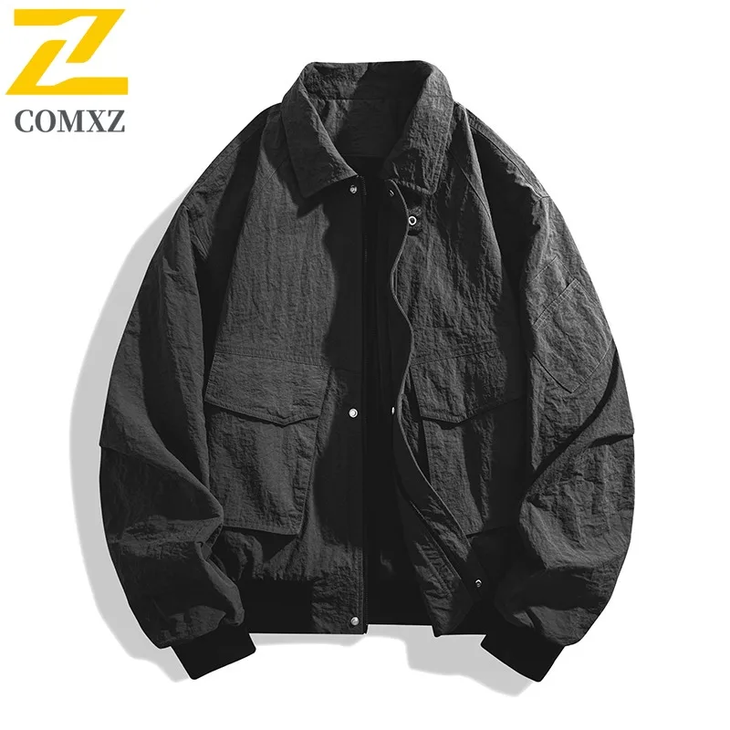 COMXZ Mens Jacket New Camping Waterproof Windproof Coat Leisure Solid Color Outdoor Mountaineering Hiking Autumn Garment