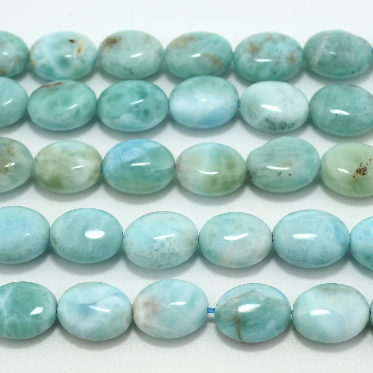 Natural Larimar Flat Oval Beads 8x10mm/9x11mm,Thickness About 5mm-6mm