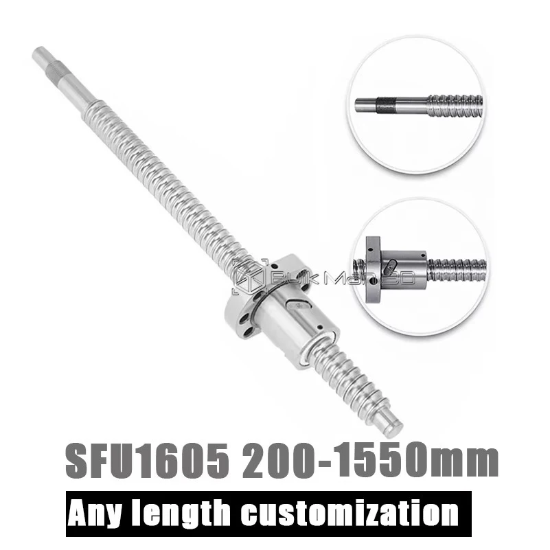 c7機械加工済みsfu1605圧延ボールねじとボールナット200-1550mm、cncマシン、3dプリンター、リニアモーション精密部品用