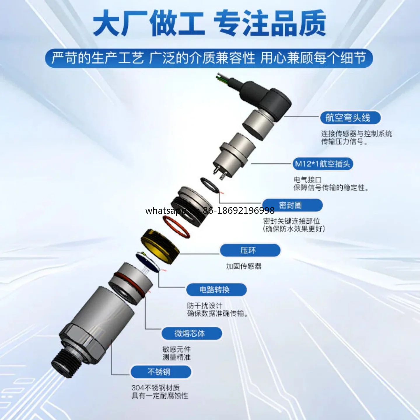 Pressure Sensor 40mpa Injection Molding Machine Hydraulic Oil High Temperature and High Pressure 4-20m Transmitter 0-10v