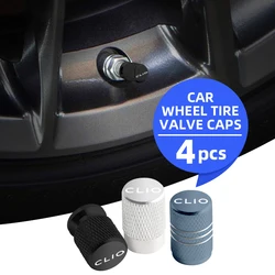 4pcs For CLIO Logo Emblem MK2 3 4 Aluminum Car Wheel Tire Valve Cap Covers Tyre Rim Stem Covers Airdust Decoration Accessories