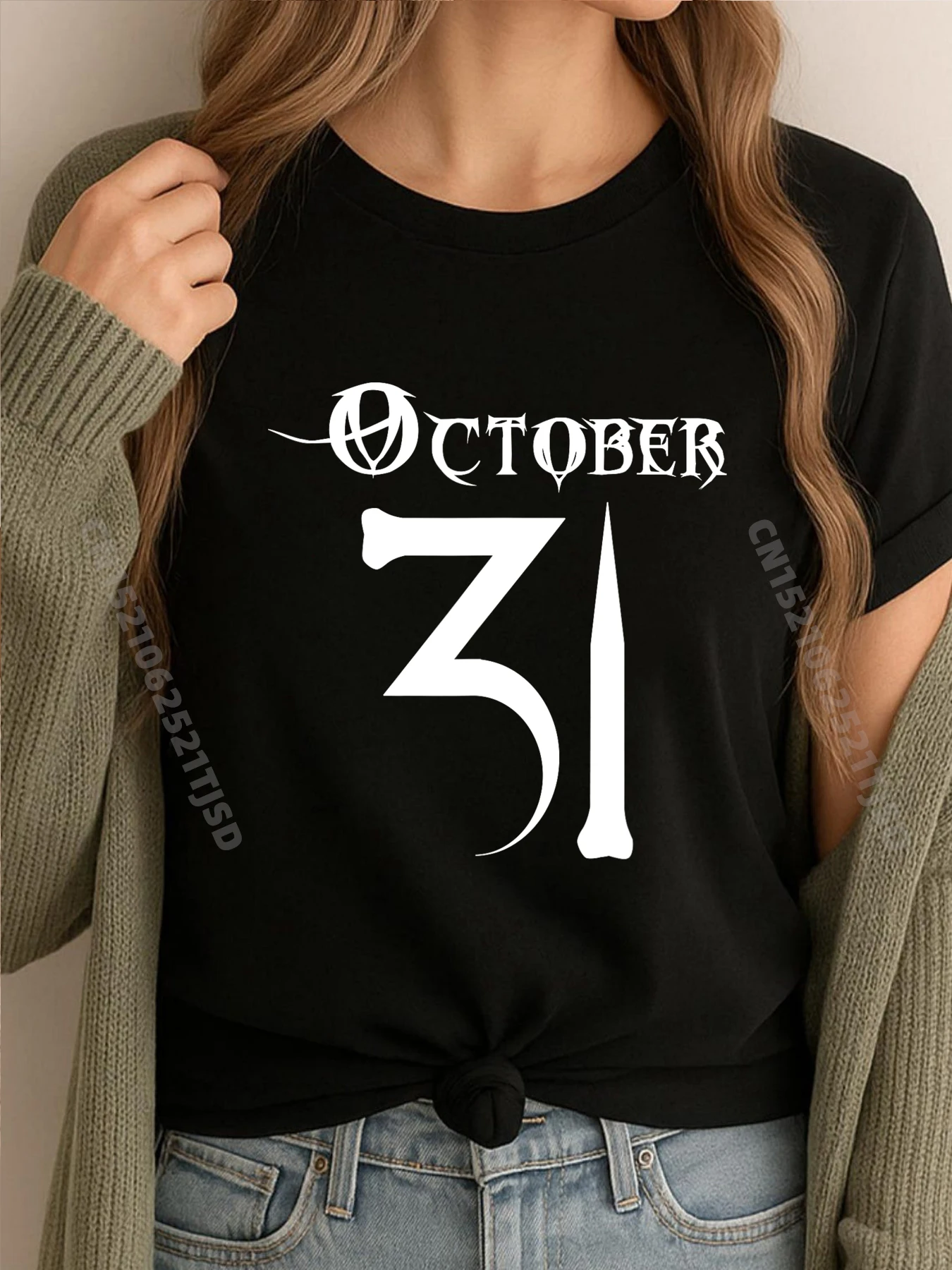 

Cool October 31 Halloween Heavy Black Metal Anime T Shirts Halloween T-shirt Washed