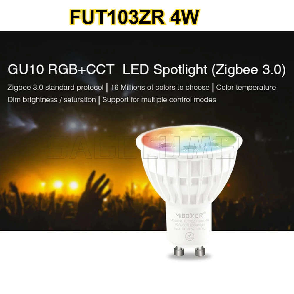 Miboxer FUT105ZR E27 12W FUT103ZR 4W FUT106ZR 6W GU10 Zigbee 3.0 RGBCCT LED Bulb WiFi Lamp APP Amazon Voice Control AC110V-220V