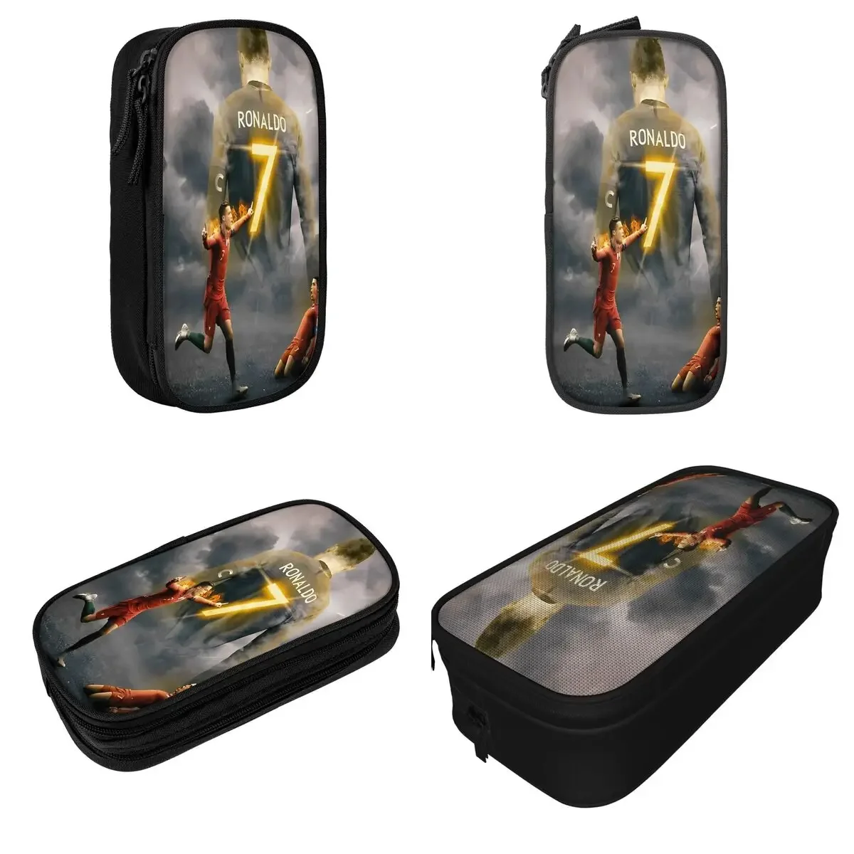 Ronaldos Football CR7 Pencil Cases Fun Soccer Pen Holder Bags Student Big Capacity School Supplies Cosmetic Pencil Pouch