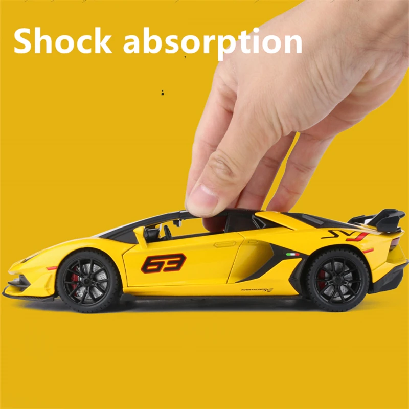 1/24 Aventador SVJ 63 Alloy Racing Car Model Diecasts Metal Toy Vehicles Car Model Sound and Light Simulation Childrens Toy Gift