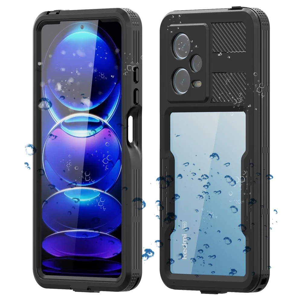 IP68 Shellbox Waterproof Case For Xiaomi Redmi Note 12 Pro 5G Redmi Note 11S 11 Pro Metal Aluminum Swimming Phone Luxury Cover