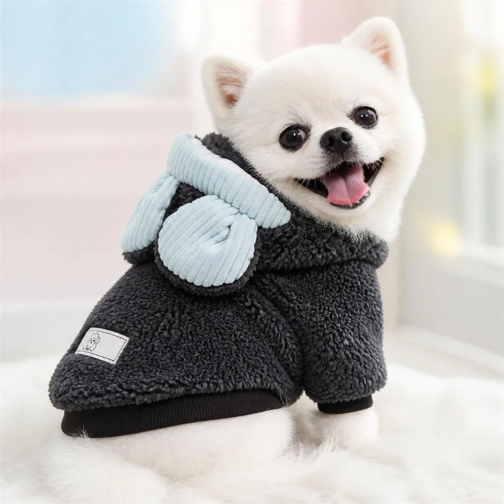 Fashion Winter Dog Warm Clothes Windproof Fleece-lined Dog Hiking Jacket Soft Thickened Dog Bodysuit Cat