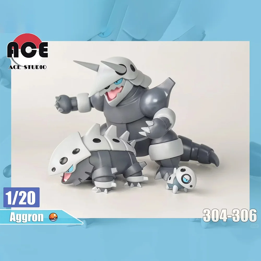 Pokemon Anime Figure Mega Aggron Evolution Group 304 Aron 305 Lairon 306 Aggron Action Figures Figurine Kawaii Desk Decor Toy