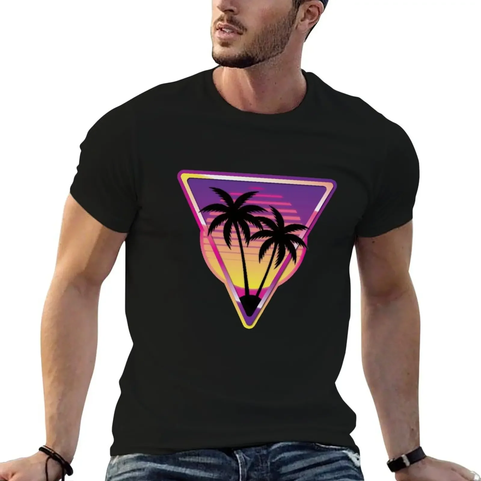 Pink Vaporwave Island T-Shirt new edition graphics quick-drying anime figures men graphic t shirts