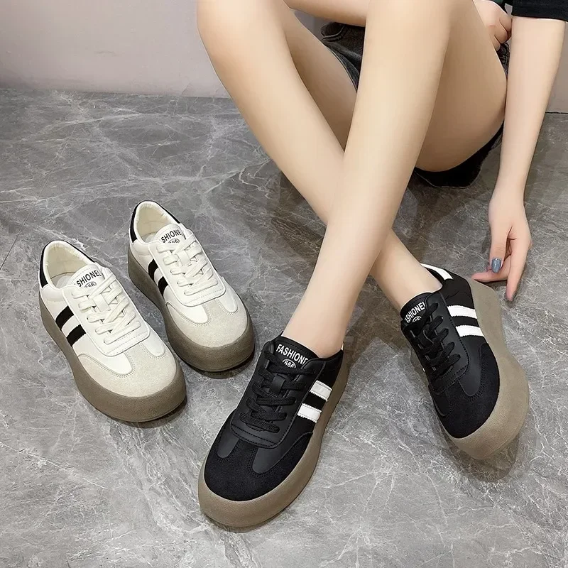 Ladies Platforn Shoes Spring Fashion Casual Shoes Outdoor Lace Up Sneakers for Women Comfortable Versatile Women\'s Sport Shoes