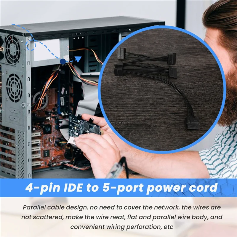 

4-контактный кабель питания IDE на 5-портовый кабель питания 4-контактный Molex на мульти-порт SATA 18AWG Провод питания для жесткого диска HDD SSD ПК