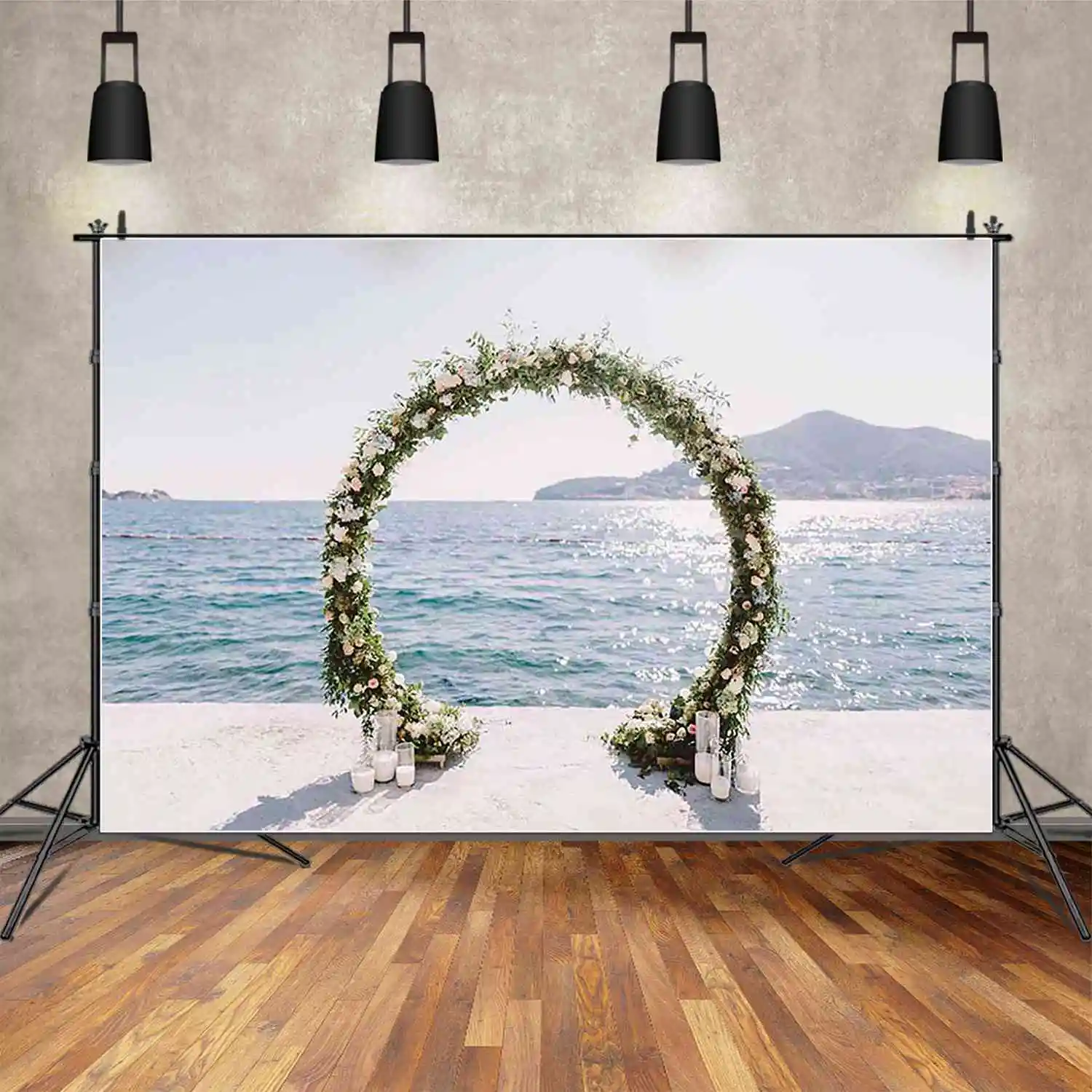 Moon.qg-結婚式の背景写真、海のカーテン、バラの背景、赤ちゃんの写真スタジオ、フォトコールアクセサリー