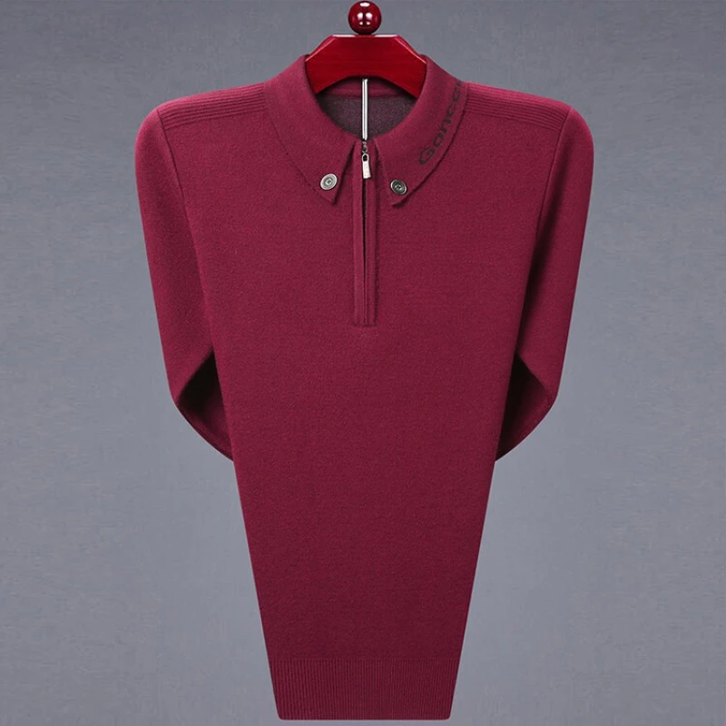 

2025 зимний новый мужской вязаный свитер с кашемировой текстурой, жаккардовый свитер с полувысоким воротником и молнией