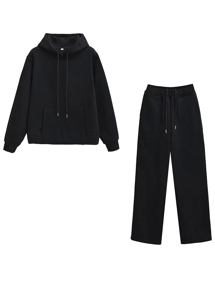 HH المرأة عادية الصلبة هوديس السراويل مجموعات طويلة الأكمام البلوز بلوزات معطف الرباط واسعة الساق بنطلون مكتب سيدة الدعاوى