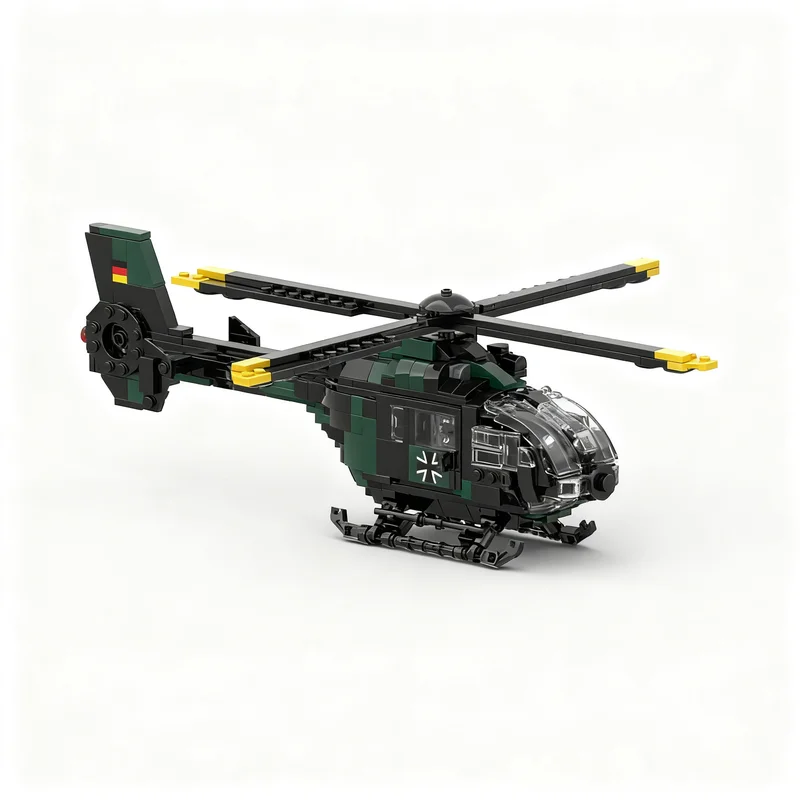 630pcs MOC Eurocopter EC135 T1 H135 Bundeswehr Universe Model Building Blocks Christmas Gift Craft Brick Birthday Collection