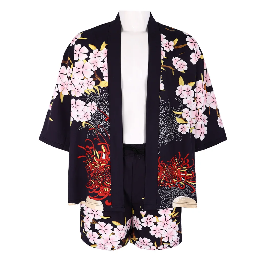 Japanese Cat Print Kimono Adult Yukata Samurai Kimonos Shirt Clothing Traditional Haori for Men Women Harajuku Cardigan Costume