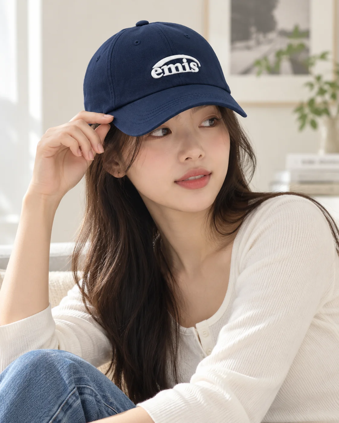 emis Baseball Cap Men Women Classic Korean Style Adjustable Twill Hat Embroidered Letter Logo Curved Brim Casual Couple Fashion