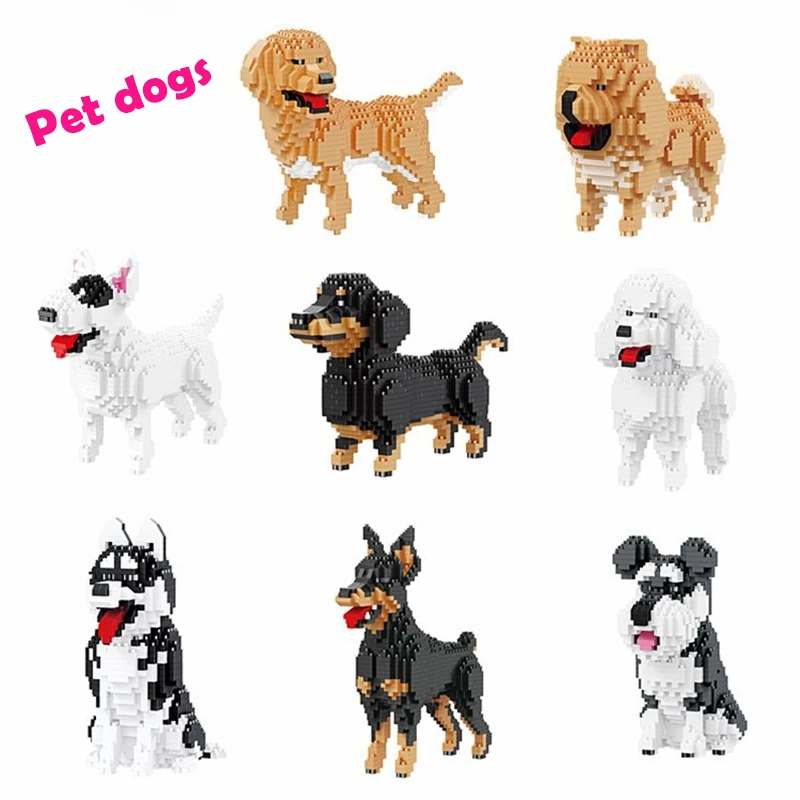 Creative DIY Building Blocks Simulated Pet Dog Assembly Toys Children's Educational Teaching Gifts Adult Stress Relief Games