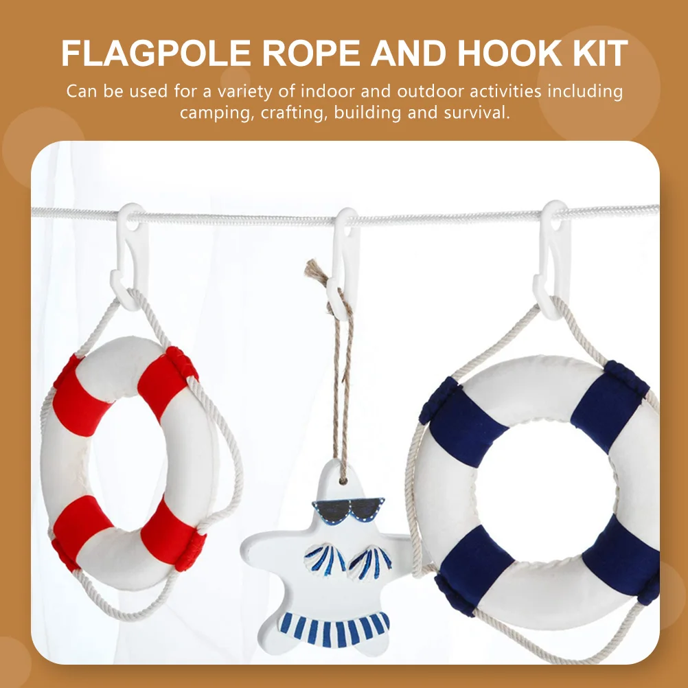 

1Set Flagpole Lifting Rope White Weaving Design Weatherproof Durable for Camping Crafting Building Survival Flagpole Rope
