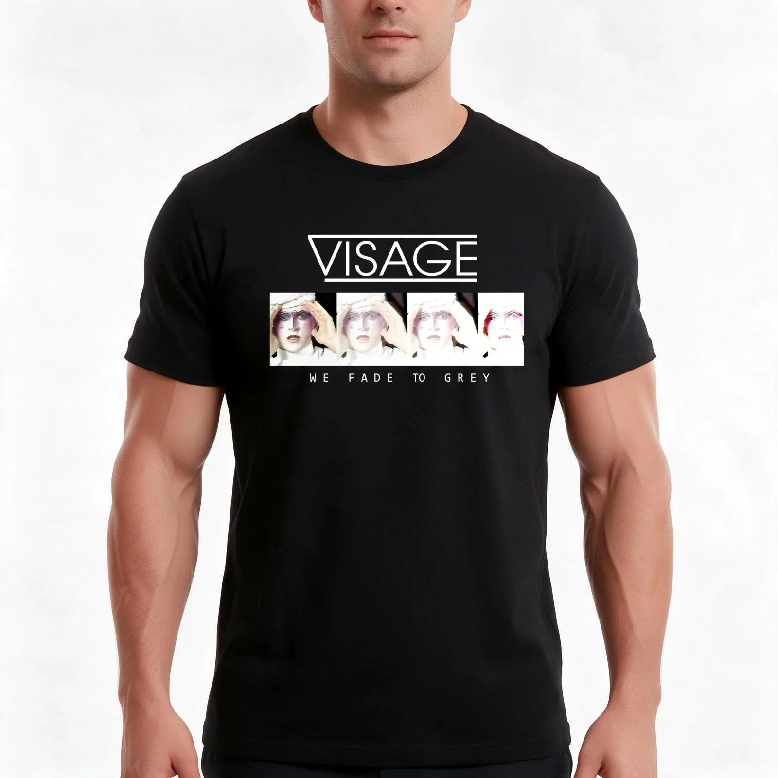 New Wave Visage T-Shirt, Summer Casual Cotton Tee, Oversized Streetwear Tops, Vintage Graphic Print, Loose Fit Short Sleeve
