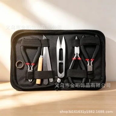 DIY Jewelry Making Tool Set Needle Nose Pliers Scissors Tweezers Kit Multi Functional Beading Craft Tools with Storage Bag