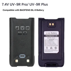 Compatible with Baofeng 7.4V UV-9R Pro Li-ion Battery IP68 Waterproof Support Type-C Charge for UV-9R Plus UV-XR Walkie Talkie