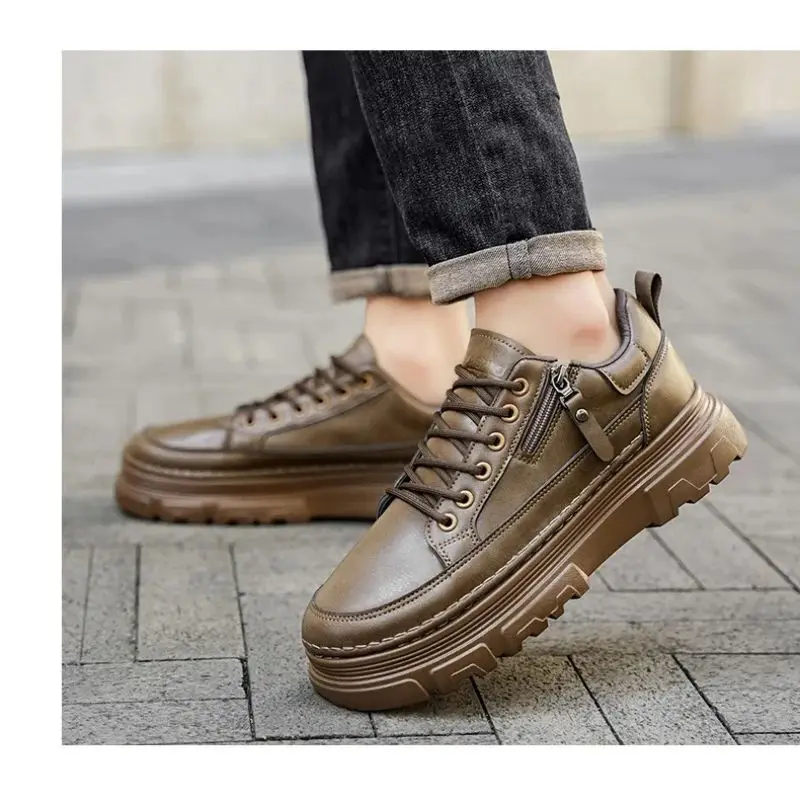 أحذية رياضية كاجوال متعددة الاستخدامات للرجال مقاومة للماء ومضادة للانزلاق وسطح جلدي أحذية تنقل عصرية لربيع الخريف