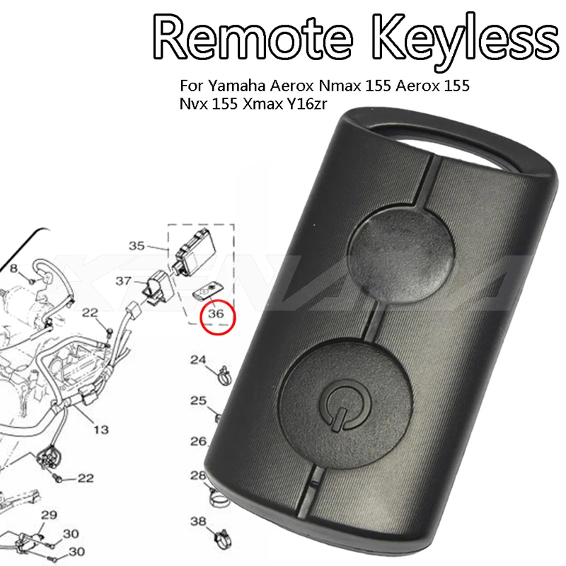 For Yamaha Aerox Nmax 155 Aerox 155 Nvx 155 Xmax Y16zr Remote Keyless 433mhz