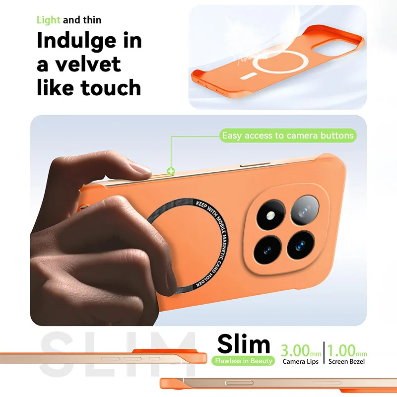 حافظة هاتف رفيعة مغناطيسية لهاتف Redmi Note 14 Pro Plus 5G بدون إطار غير لامعة مضادة للخدش غطاء كمبيوتر صلب RedmiNote14 درع مقاوم للصدمات #4