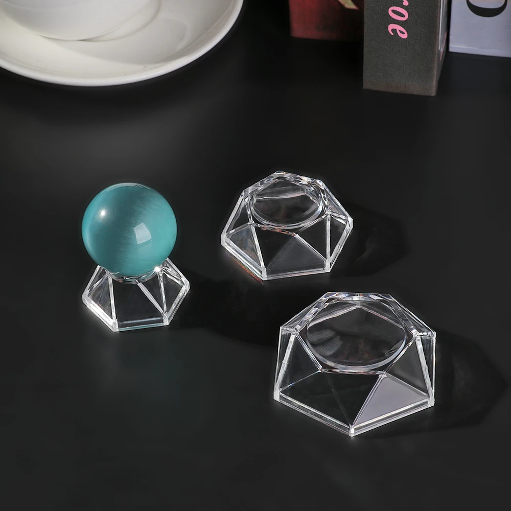 Acrylic Crystal Ball Base Hexagon Shape Sphere Stone Support Display Stand Figurine Holder Home Decor Desktop Ornaments