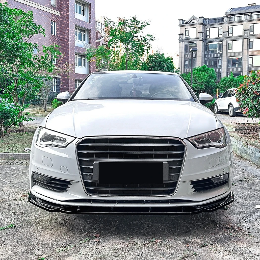 For Audi A3 8V 2013-2016 Front Bumper Lip Spoiler Glossy Black ABS Plastic Aftermarket Car Styling Accessories Aggressive Style view 2