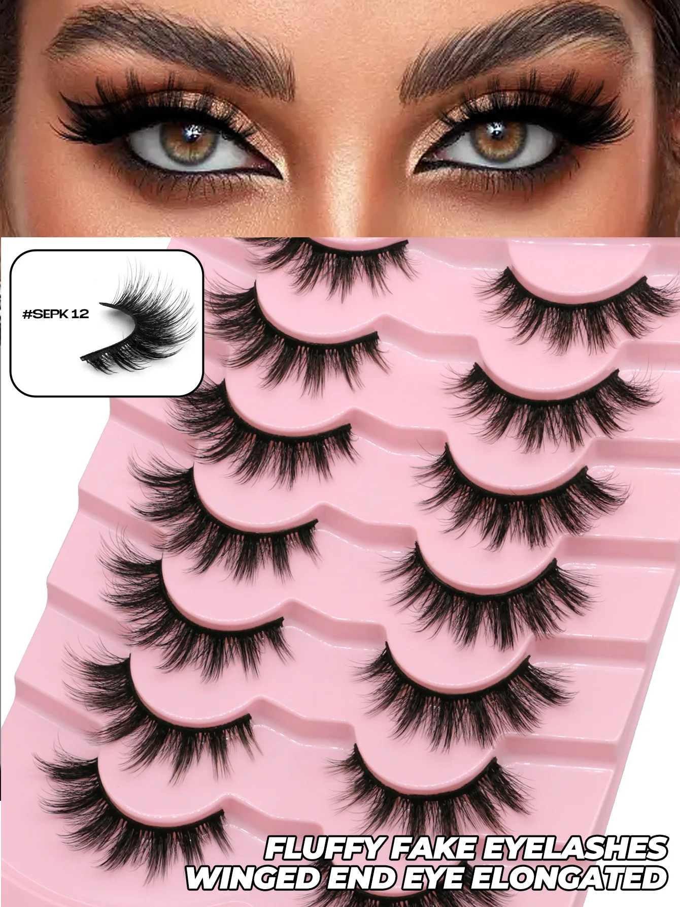 Veltrinay False Lashes Manga Lashes Soft Natural Long Eyelashes False Eyelashes Anime Wispy Strip Fake Lashes Makeup