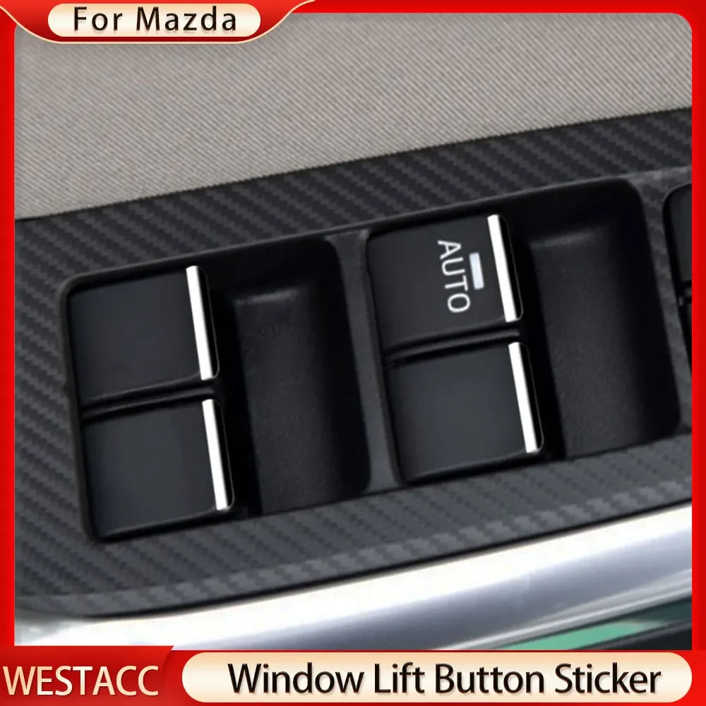 7Pcs/set ABS Chrome Car Window Lift Buttons Sequins Trim Decocation Sticker for Mazda 3 6 CX5 CX3 CX4 Atenza Axela Accessories