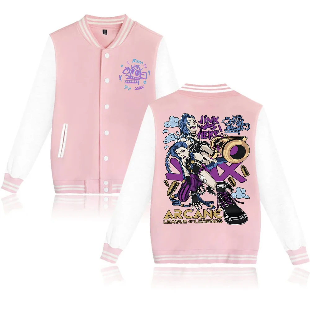 Arcane-jinx-Chaqueta de béisbol con capucha para hombres y mujeres, uniforme de béisbol, regalo para fanáticos, Harajuku