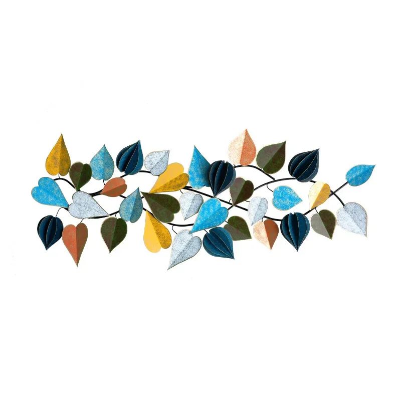 

Wall decoration creative sofa background pendant dining room metal leaves Nordic living room light luxury wall minimalist