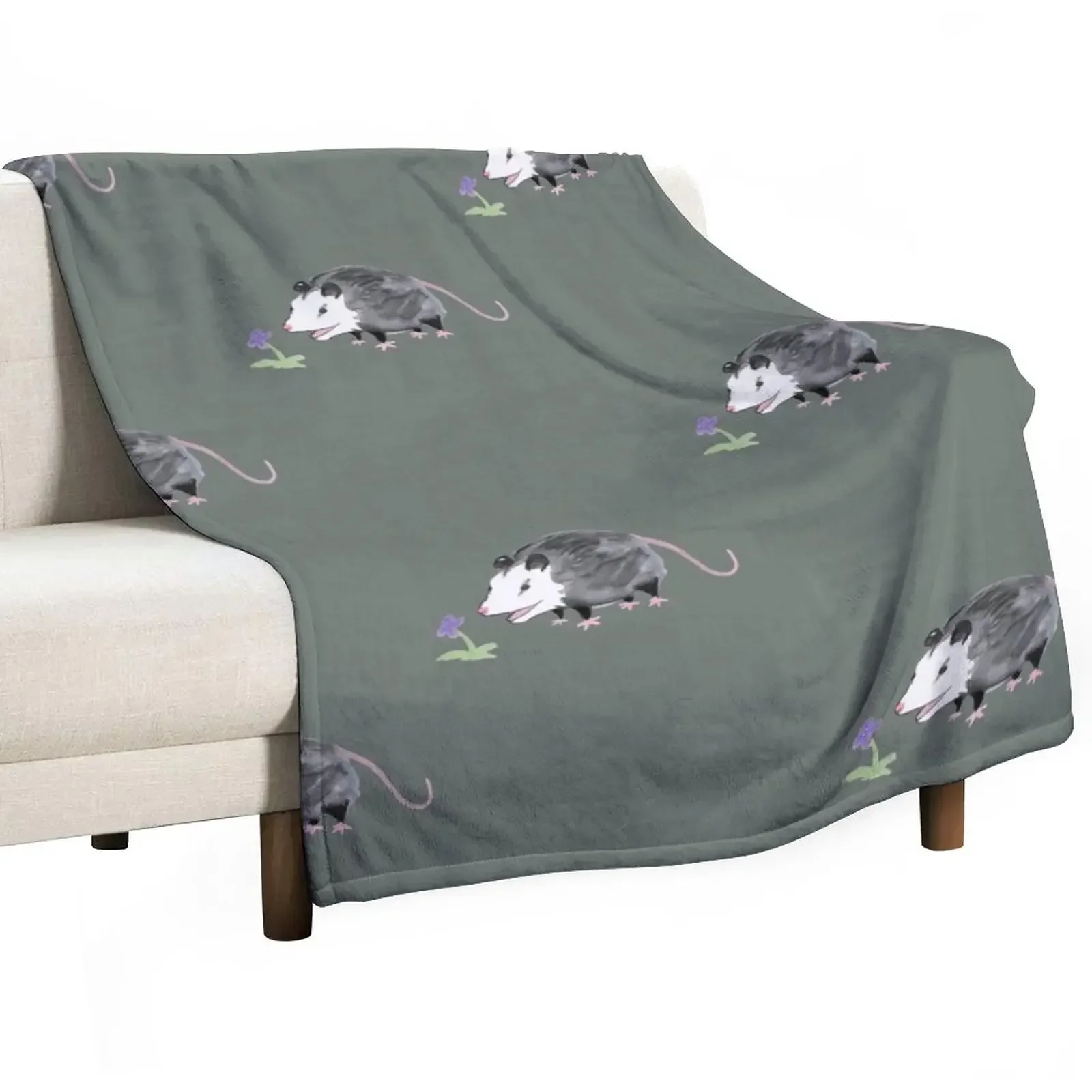 Opossum finds a flower Throw Blanket Extra Large Throw Kid'S decorative Blankets