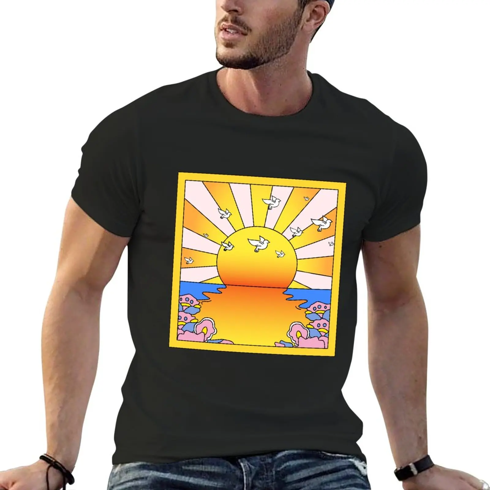 LSD Blotter California Orange Sunshine T-Shirt custom t shirt aesthetic clothes Short t-shirt oversized t shirts for men