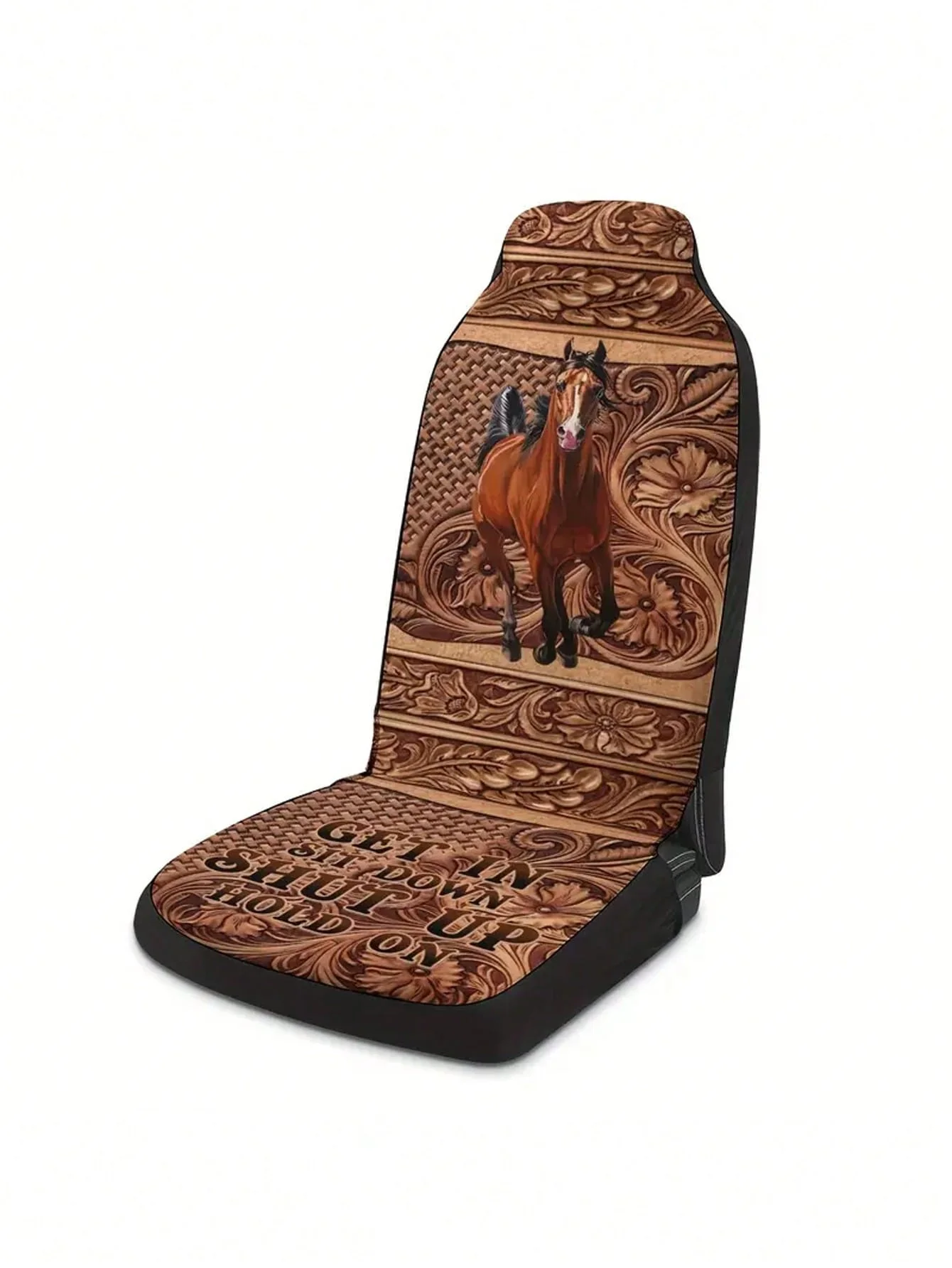 قطعة واحدة من غطاء مقعد السيارة المنقوش على شكل حصان جالوب - واقي مقعد فردي مطبوع بنسيج ثلاثي الأبعاد، مناسب عالمي لجانب السائق، قابل للتنفس #5